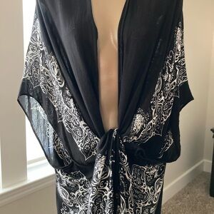 Moss Rose Rayon bandana print cover up kimono robe one size